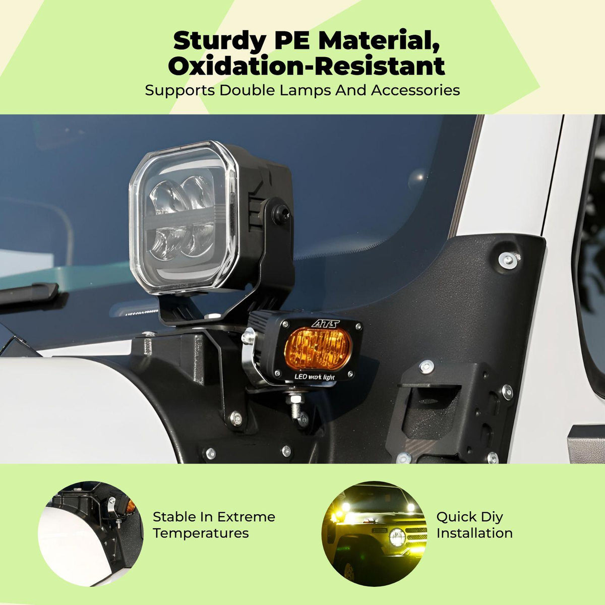 A-Pillar Spotlight Mount, Universal light-emitting diode Auxiliary Light Bracket, Car Modification Accessory Black Spotlight 1pc