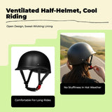 Carbon Fiber Motorcycle Helmet, Lightweight Half Helmet, Retro Touring, Summer Riding, Men & Women FG Matte Black M(55-56cm)