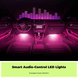 Car Ambient Light, Sound-Controllight-emitting diode light-emitting diode Light, cordless Music Sync, Interior Decoration Pink Purple 1to4 48LEDs USB