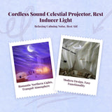 Northern Lights Projector, Galaxy Night Light, Cordless Sound Speaker, Bedroom Decor, Remote Control White Plug-in