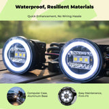 Light-emitting diode fog lights, daylight brightness indicators, vehicle decoration, double projection lens, for pickup vehicles. LED Lens Wht/Yel+DRL other