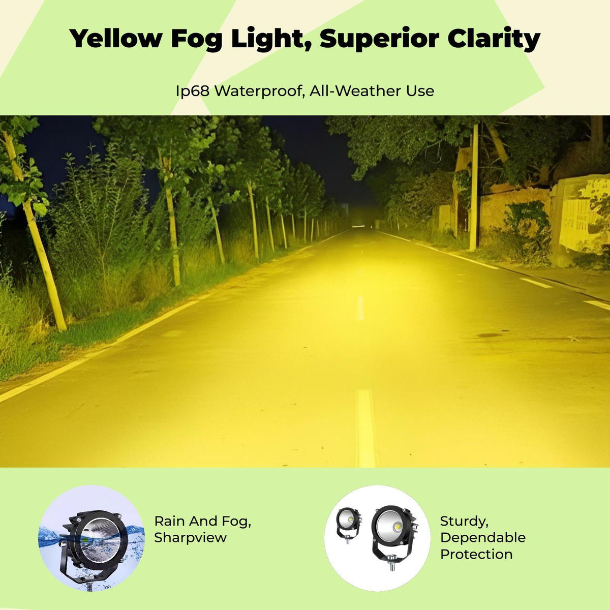 Light-emitting diode spotlight, mega-bright fog light, waterproof work light for awayterrain terrain White 1pc