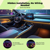 Car Mood Lighting Kit, light Strip, cordless App Control, Interior Decoration Full Color 18 Lights