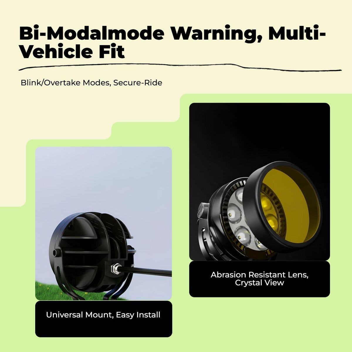Motorcycle light-emitting diode Spotlight, 7-Bead High Brightness, Waterproof, Multi-Mode Handlebar Switch 100W Strobe Set
