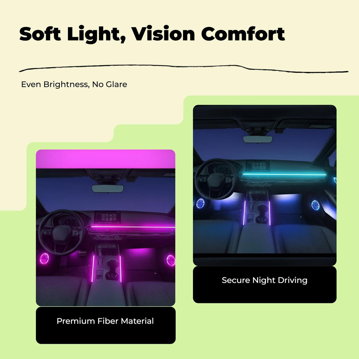 Car Mood Lighting Kit, light Strip, cordless App Control, Interior Decoration Symphony 10 Lights