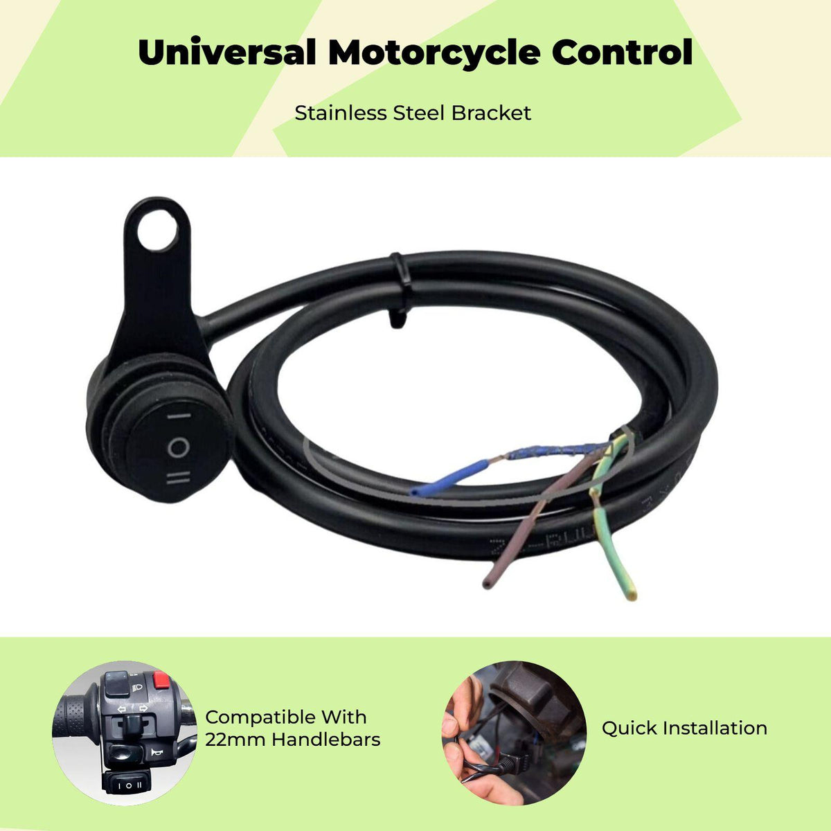 Motorcycle light-emitting diode Headlight, Waterproof Handlebar Control, Universal Fit, High/Low light Rearview Mirror Round