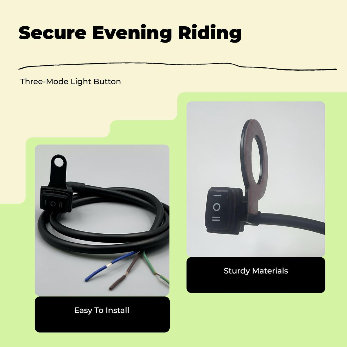 Motorcycle light-emitting diode Headlight, Waterproof Handlebar Control, Universal Fit, High/Low light Rearview Mirror Square