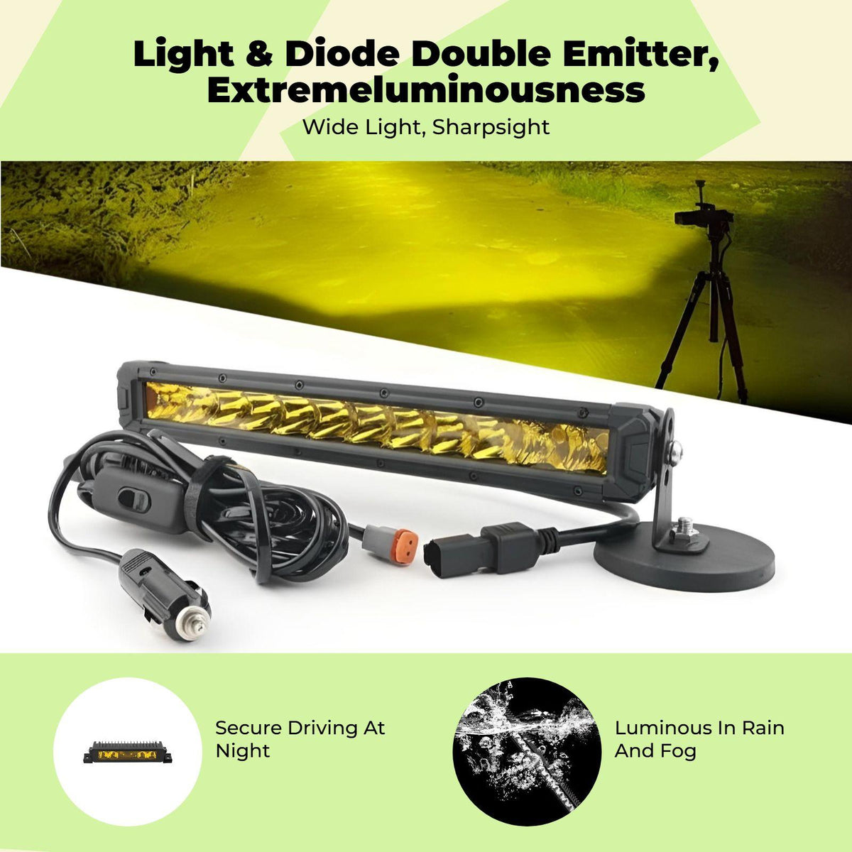Attractive light strip bar, high brightness, waterproof, all-terrain vehicle accessory. Black Bracket