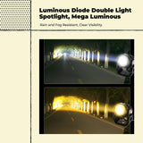 Motorcycle light-emitting diode Headlight, brilliant Spotlight, 12V Lens, Waterproof, Universal Fit, Aluminum Alloy, Long Lifespan Yellow White 2pcs Shock Bracket