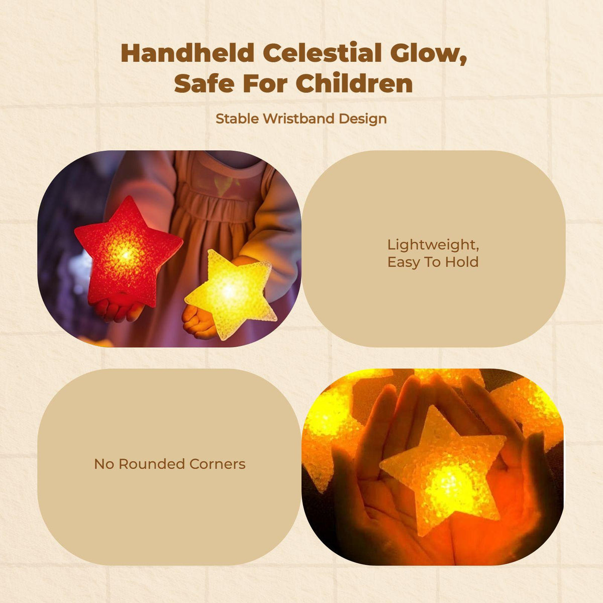 Handheld glowing celestial object, Luminous five-pointed celestial object, Stage performance prop Red-Red 10cm