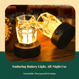 Bar Table Light, Rechargeable Cordless Night Light, Mood Desk Light for Bedroom, Camping, Restaurant, Bar Yellow Light Crushed Diamond