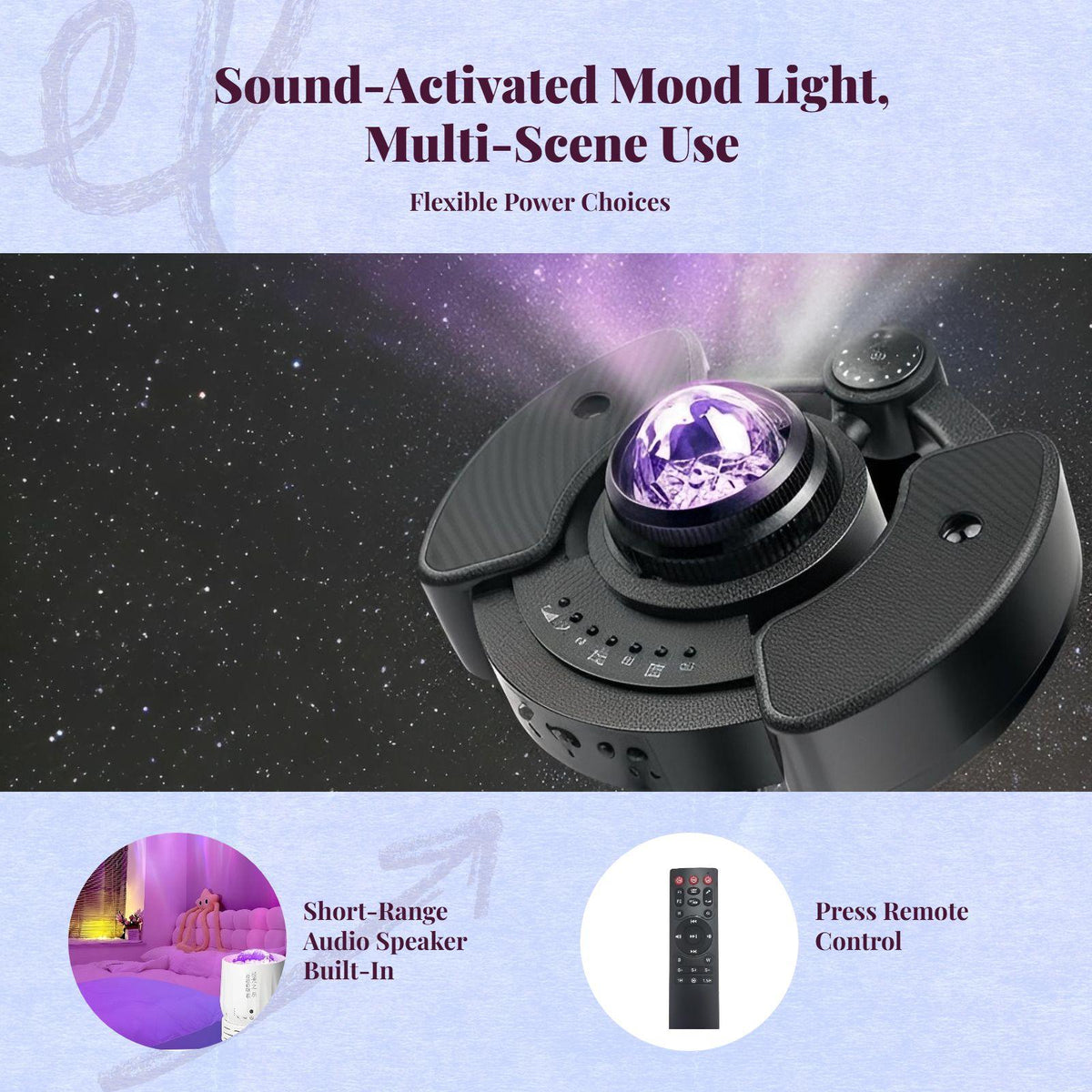 Soft mood lighting, bedroom night light, rechargeable bedside lamp White Aurora Music