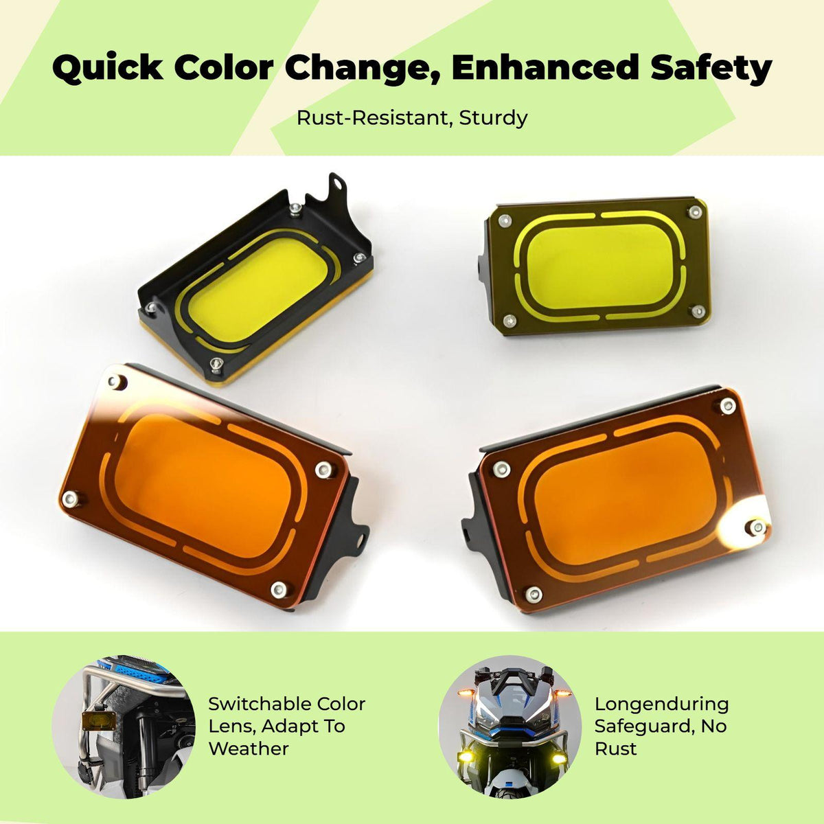 Motorcycle Headlight Shield, Black Protective Cover, Compatible, Easy to Install Yellow Spotlight Guard