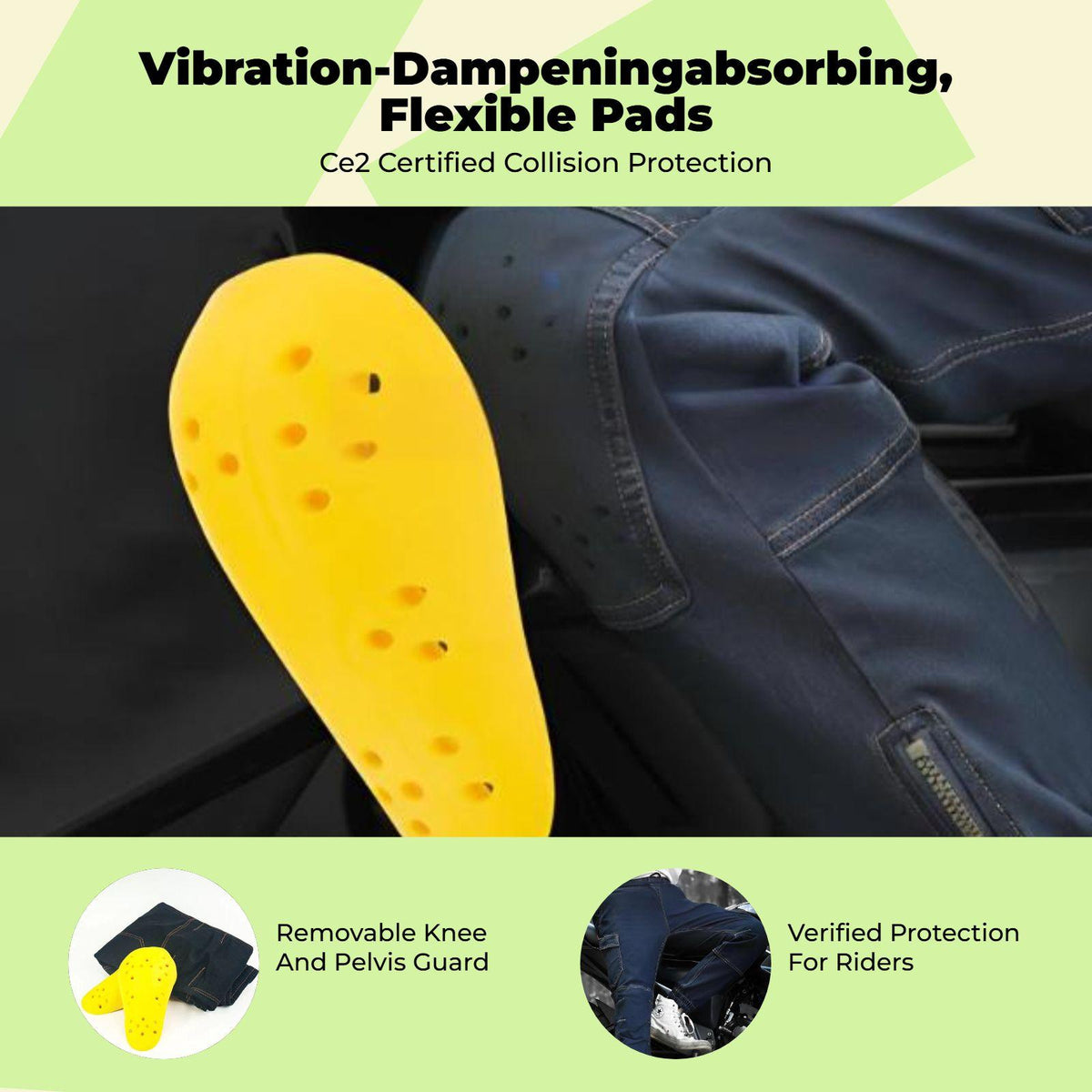 Motorcycle Riding Pants, Winter Windproof Jeans, Protective, Streamlined & Snug Black M