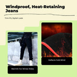 Motorcycle Riding Pants, Winter Windproof Jeans, Protective, Streamlined & Snug Black 4XL