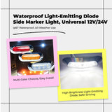 Waterproof light-emitting diode Side Marker Light, 12V/24V, high-intensity, suitable for vehicles, trailers, and RVs Red 4LED 12V-24V