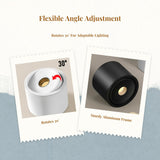 Spotlight, Adjustable Flush Mount, Slimline 5W Ceiling Light, Suitable for Dining Room and Tea Room, 15°/24° angle Angle, Surface Mount Black 24deg-10W-3000K