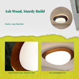 Vintage Pebble Ceiling Light, Walnut Finish, Bedroom, Study, Modern Decor Walnut+White 28cm Tricolor Light