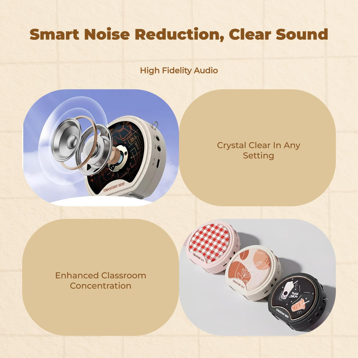 Voice Amplifier, Mini Speaker, Lavalier Microphone, Portable, Classroom, Outdoor Black E20W Wireless
