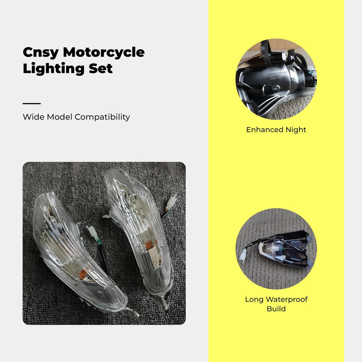 Light-emitting diode motorcycle headlight, turn marker, yellow, compatible, replacement Headlight Assembly other