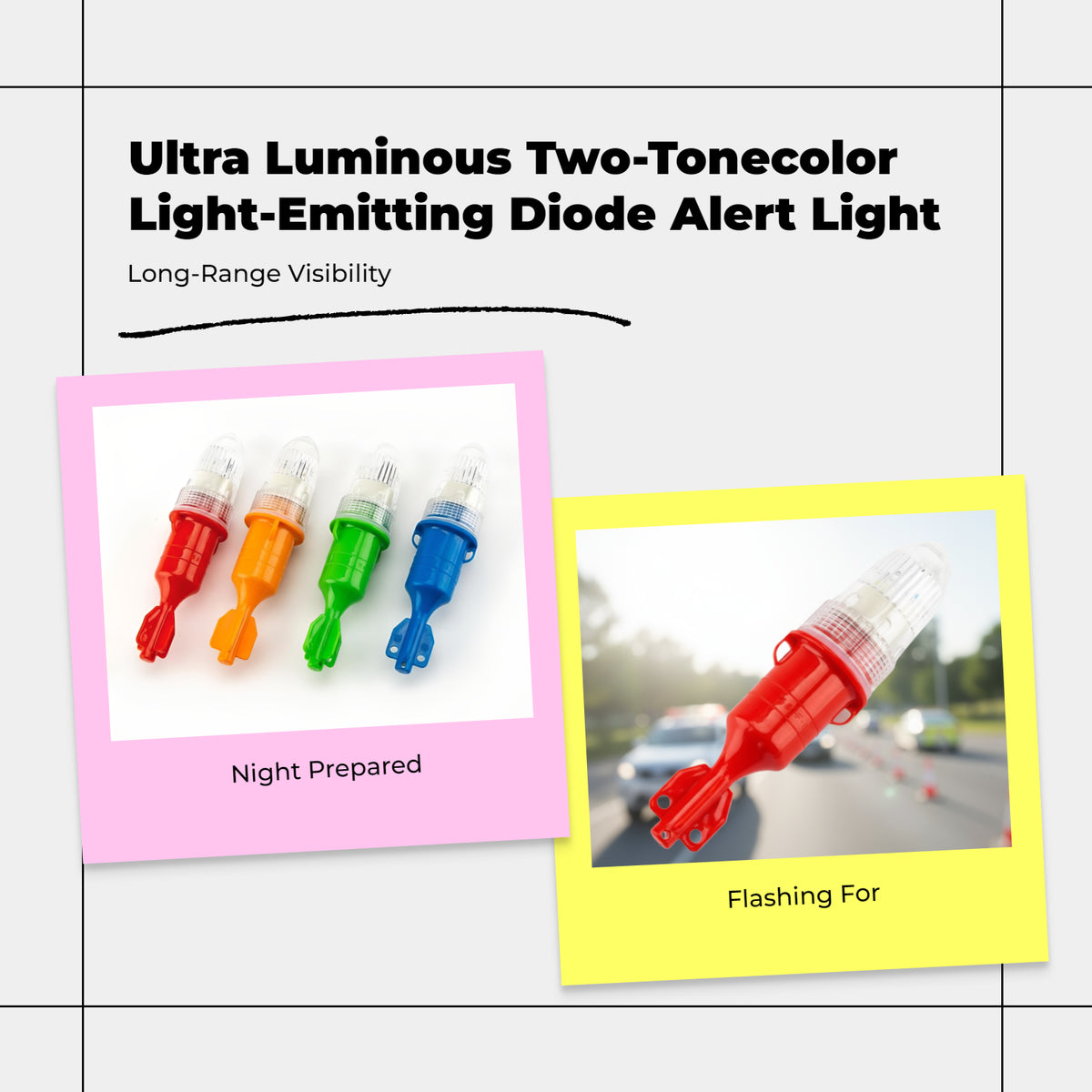 Light-emitting diode blink marker light, waterproof warning light, red/lime, portable Green (60fpm) 21x5.1cm
