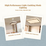 light-emitting diode Ceiling Light, Modern Chinese Design, Living Room, Bedroom, Dimmable Walnut 50x50cm