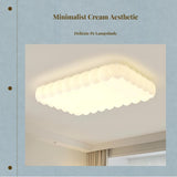 Light-Emitting Diode Ceiling Light, Cream Design, Modern Minimalist Flush Mount, Round, For Living Room, Bedroom, and Kitchen Rectangle 110x70cm