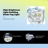 Light-Emitting Diode Fog Light Assembly, Front Compatible with Foton Aoling Oumark S3 Series 1, Clear Lens Yellow White Driver High Bright