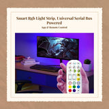 RGB lighting Strip Lights, Universal Serial Bus-Powered, Color Changing, Smart App Control, Gaming Desk Decoration APP+Remote Control 300cm
