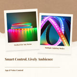 WS2812B Lighting Strip Lights, Programmable RGB, Waterproof, Bedroom Decoration APP Controller 30 LEDs/m