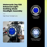 Motorcycle Headlight Assembly, light-emitting diode Bilight Projector, Compatible with Jog i125 motorcycle, upgraded and reinforced, sturdy White Red Segmented