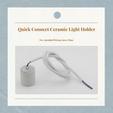 E14 E27 Ceramic Light Fixture Holder, High Temperature Adapter, DIY Lighting Accessory, With Wire White E27 All-Thread
