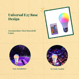 RGB light-emitting diode 16 Color Changing, E27, Dimmable, Remote Control, Mood Lighting RGB 16 Colors 5W