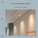 Adjustable Brass Spotlight with light-emitting diode, Anti-Glare Gold Wall Surface Mount, Indoor Accent Lighting Copper 12W Tri-color 8.5x5.8cm