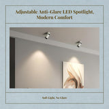 Adjustable light-emitting diode Ceiling Spotlight, Surface Mounted, Modern Aluminum, Dimmable Matte Black 10W 4000K