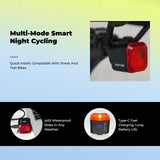 Bike Smart Brake Sensing, charging port-C Rechargeable, Waterproof, Night Riding Saddle Rail Mount RL5