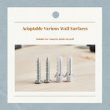 Wall Anchor Expansion Tube Set, Automatic Screws, Multipurpose Installation Assortment, High Strength, DIY & Furniture Projects White 2+2pcs