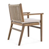 Outdoor Dining Chairs Set of 2, Acacia Wood Patio Armchair with Rope Design