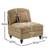 Armless Sofa Chenille W/1 Pillow -Light Coffee