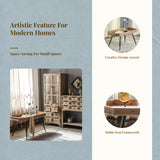 Sofa Side Table, sturdy Wood & Wrought Iron, Rectangular, for Living Room and Bedroom