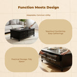 Rectangular hardwood Wood Coffee Table, Storage Drawers, Vintage Living Room Furniture