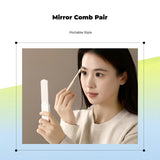 Portable 2-in-1 Travel Grooming Mirror Comb, Handheld Folding Portable