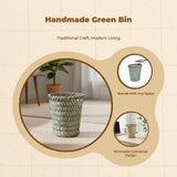 Bamboo Trash Can, Woven Waste Basket Bin for Home, Office, Bathroom