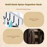 No-Drill Stainless Steel Over the Door Hook Rack, Multi-Hook Organizer for Bedroom, Bathroom, Closet White 2.1cm 5pcs