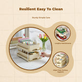 Desk Organizer, Drawer-Type Storage Box, Office, Dormitory, Multifunctional Cream White 2-Layer Tall