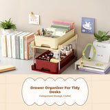 Desk Organizer, Drawer-Type Storage Box, Office, Dormitory, Multifunctional Red+Cream+Green 3-Layer