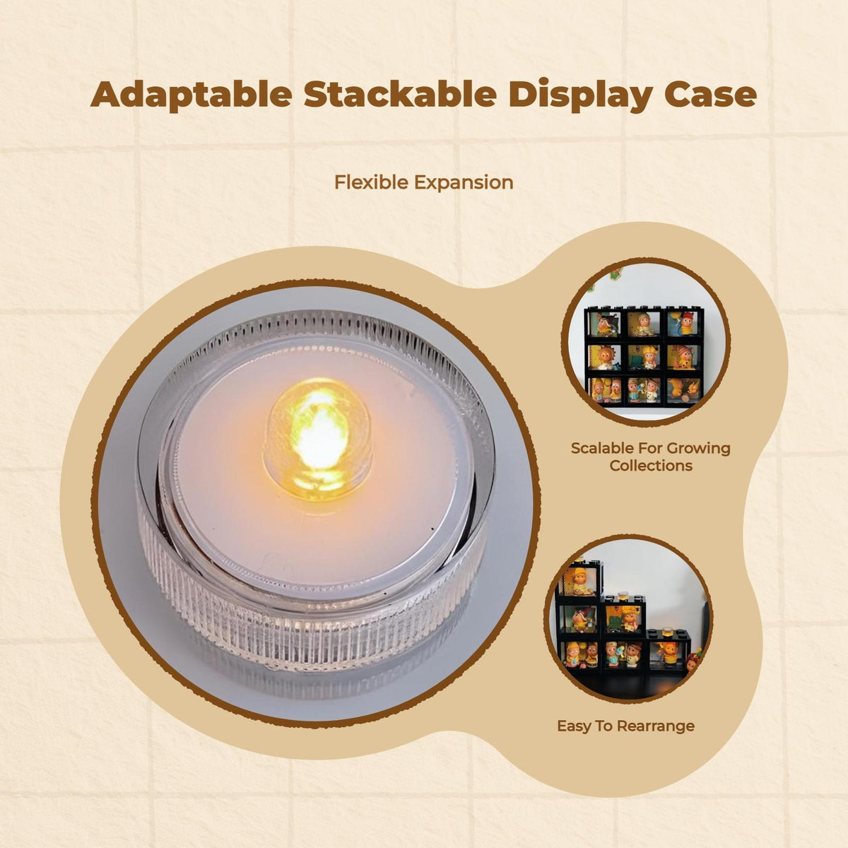 Clear Stackable Display Case, Acrylic Organizer, Desktop Shelf 1 Light Transparent