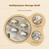 Soap Dish, No-Drill, Bathroom Storage Rack, Automatic Draining Transparent White 2pcs Double Layer