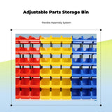 Parts Organizer Box, Stackable Storage Container, Adjustable Compartments, Home Office Red 18x11.5x8cm