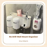 Toothbrush Holder, Wall-Mounted Toothpaste Organizer, No-Drill Bathroom Storage Rack White 4C D B R